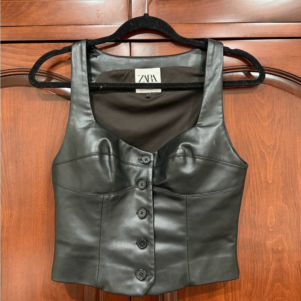 Zara Black Leather Top